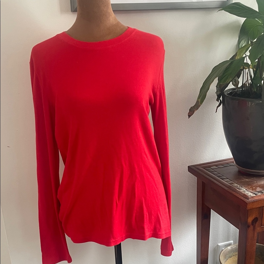 Eddie Bauer Red Long-Sleeve Crewneck Top